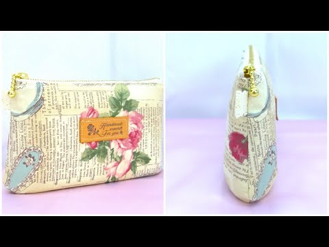 ファスナーポーチ作り方 裏地付きポーチ How to make a purse 型紙