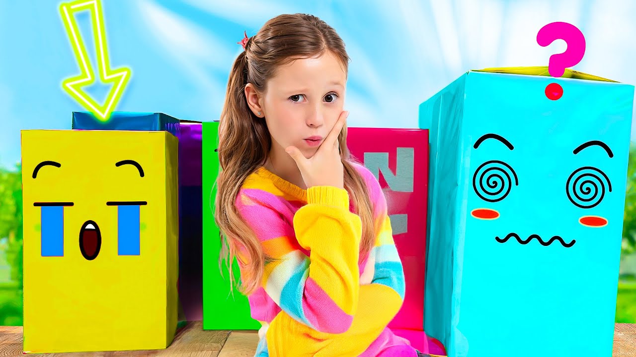 Nastya and Dad Mystery Colored Boxes Challenge