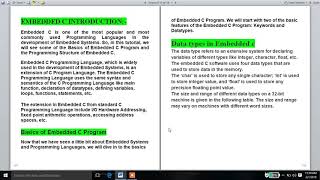 Embedded C tutorial-01||Introduction of Embedded C||Data types and keywords in Embedded c||