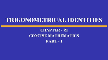 Trigonometrical identities ch-21 class-10 icse intro and ex-21(a) part-1