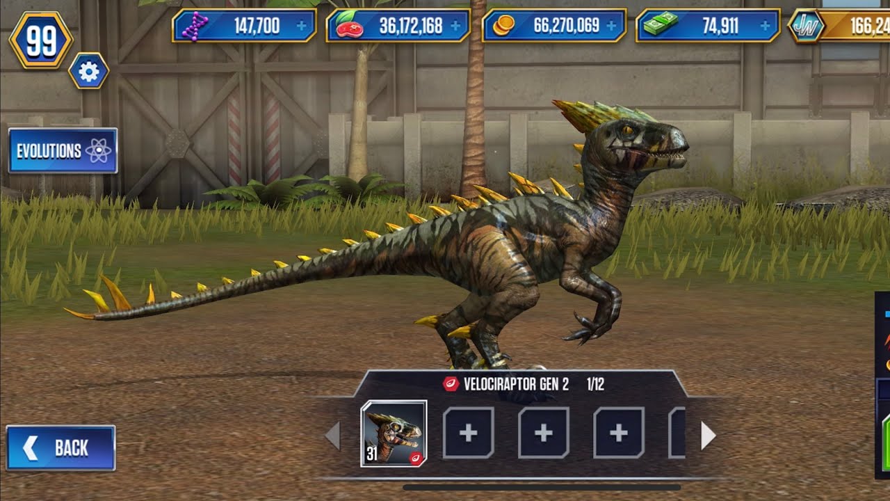 Velociraptor Gen 2 Level Max Full Hd Jurassic World The Game Youtube 