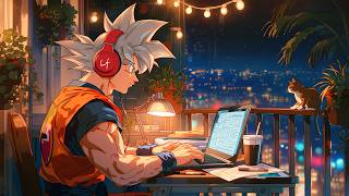 Balcony Night Study 🌙 Cozy Anime Lofi City Lights ✨ Deep Focus & Relax [LoFi Hip Hop]