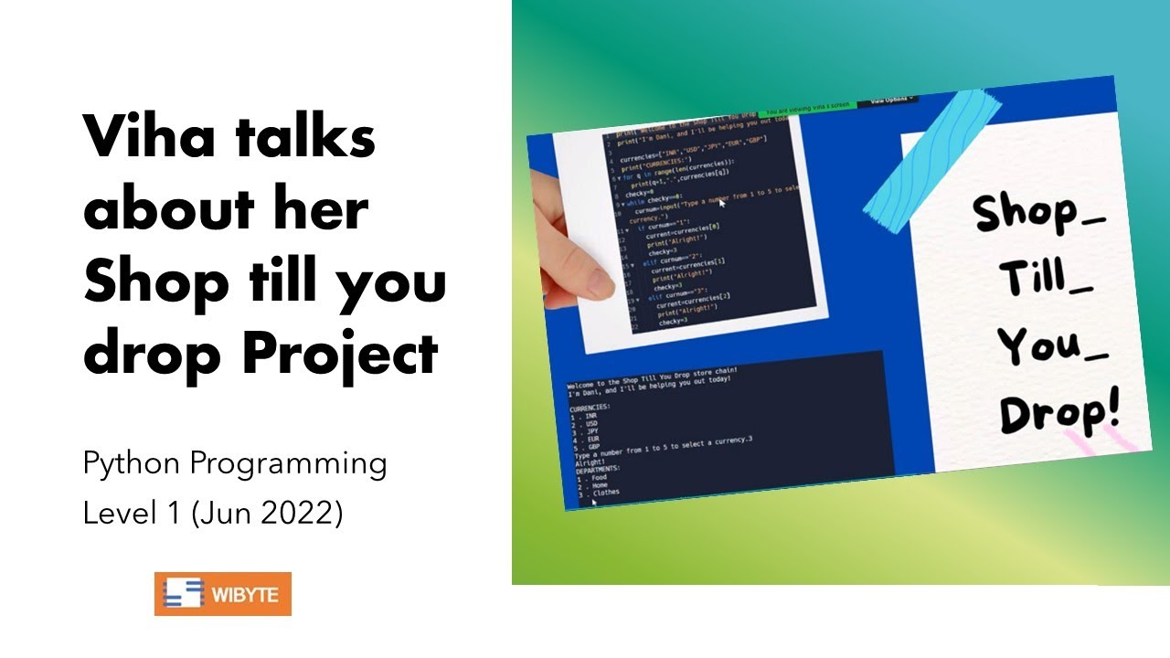 Viha's Python Project Showcase (Shop till you drop project) - YouTube