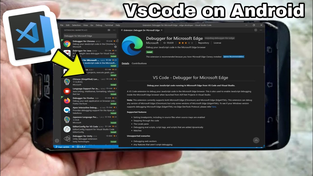 Run VsCode on Android..!! (Visual Studio Code) (Flutter on Android) -  YouTube