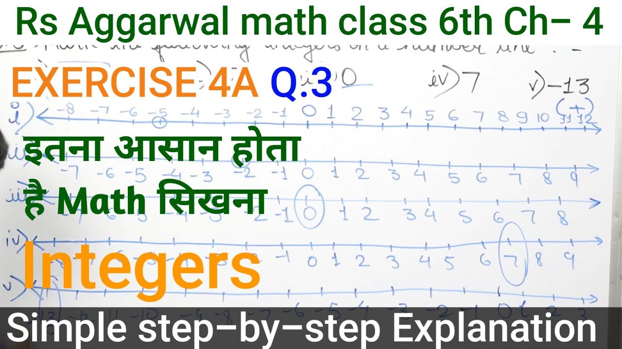 rs aggarwal Solution Class 6 chapter 4 Exercise 4A Q 3 | Integers basic ...
