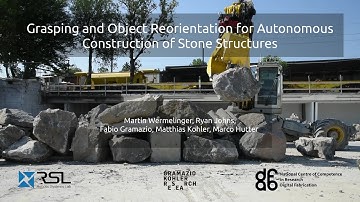 Grasping and Object Reorientation for Autonomous Construction of Stone Structures