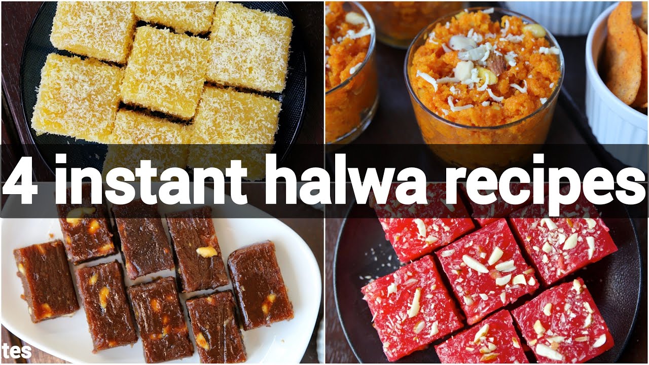 4 instant halwa recipes | quick & easy halwa recipes | 4 हलवा रेसिपी | easy dessert recipes | Hebbar | Hebbars Kitchen