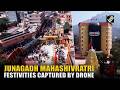 Aerial view of Janagadh during Mahashivratri 2026, devotees throng Shiv temple to offer prayers