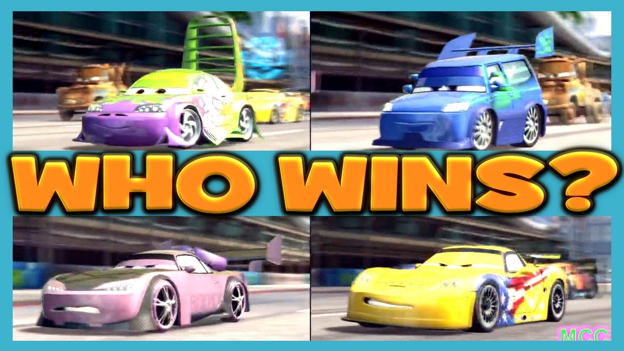 Cars 2 The Game JEFF GORVETTE vs WINGO vs BOOST vs DJ 4 Player Race By Disney Cars Toy Club