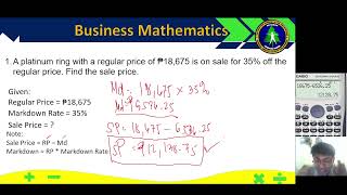 BUSINESS MATH - MARKDOWN