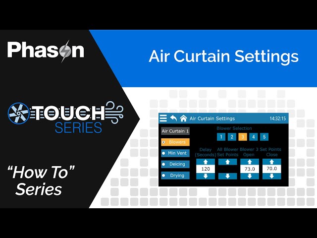 Cómo configurar los ajustes de la cortina de aire en Phason Touch | Guía de control de ventiladores Plus-Touch y Supra-Touch