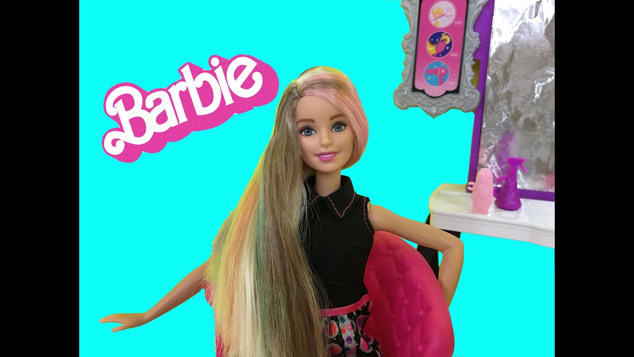 Barbie's Hair Makeover At The Barbie Malibu Style Salon Kids Station ...