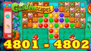 Gardenscapes Level 4801 - 4802 HD Walkthrough | 3 - match game | gameplay | android | GameGo Game