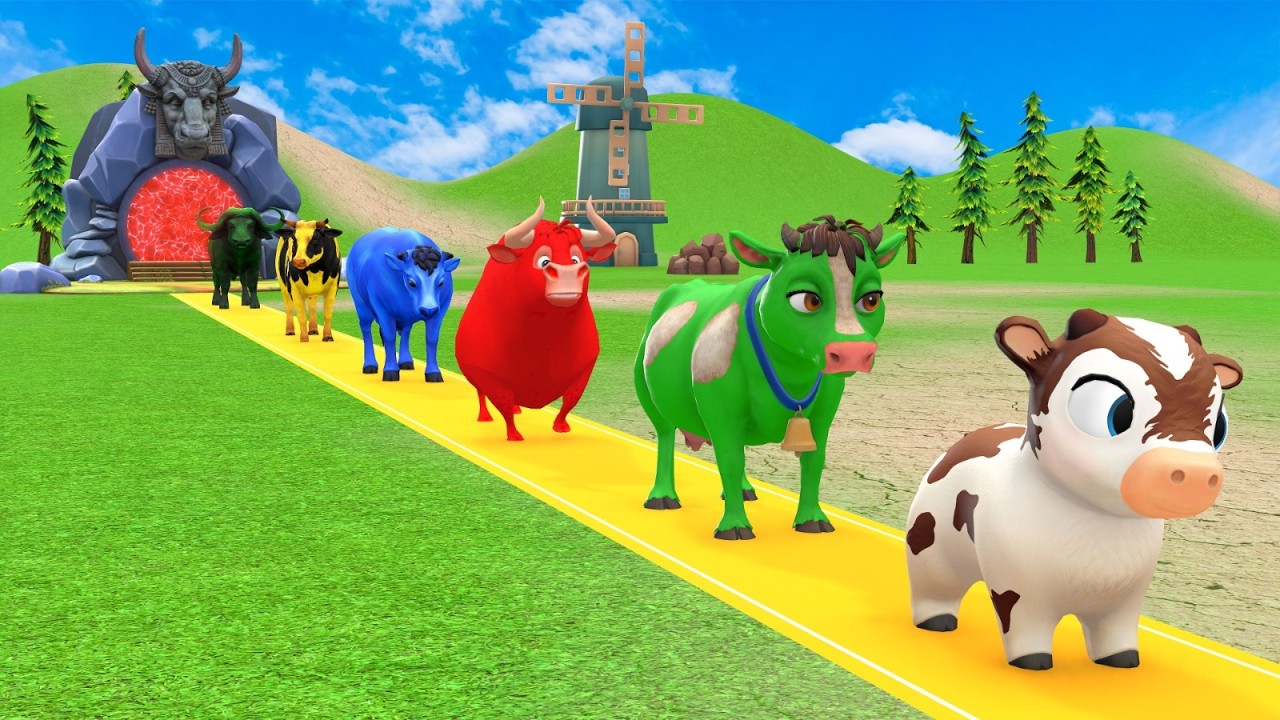 Long Slide Game with Colourful Duck Cow Tiger Gorilla Dog Elephant 3d Animal Game Funny 3d Animals