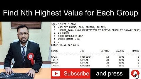 SQL - Find Nth Highest Value for each group using RANK(), DENSE_RANK()