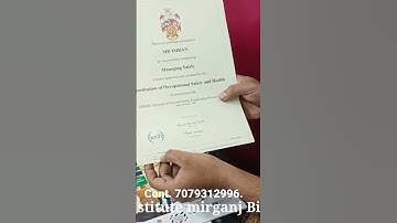 IOSH CERTIFICATE  UK. National Institute mirganj Bihar✍️ cont 7079312996.