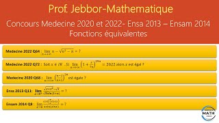 Concours Medecine 2020 et 2022- Ensa 2013 – Ensam 2014 - Fonctions équivalentes