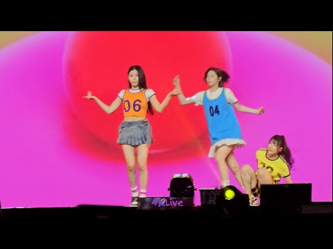 20240106 NMIXX member Jiwoo fall down while performing Young, Dumb, Stupid
