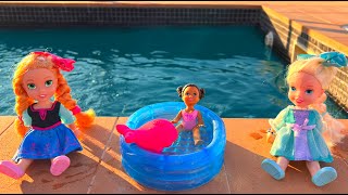 Elsa and Anna toddlers help Skipper babysit by the pool