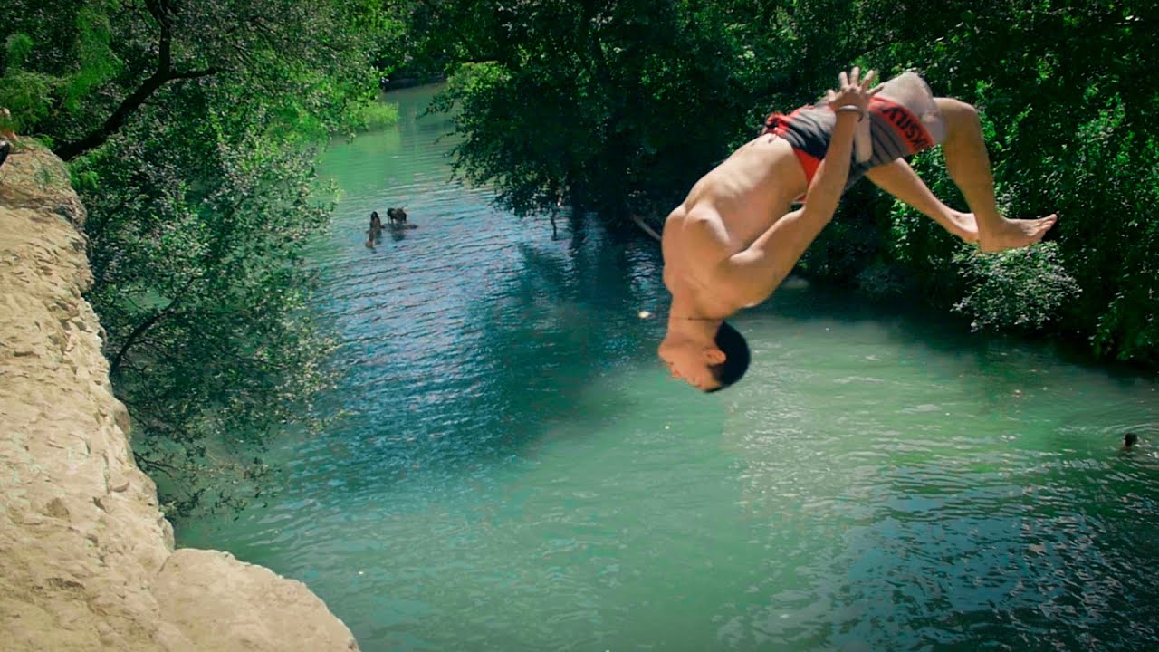 Texas Green Belt Cliff Jumping - Austin - YouTube.