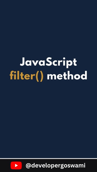 JavaScript filter() method - YouTube