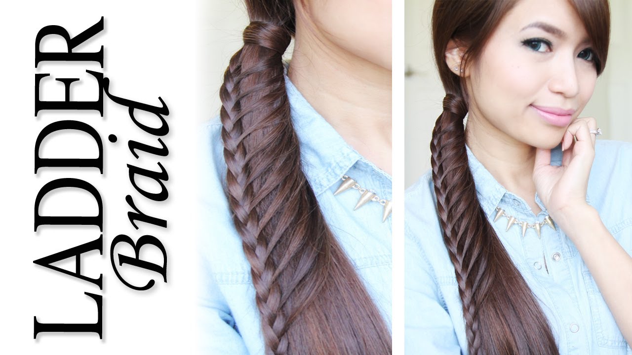 ladder braid ponytail hairstyle for medium long hair tutorial - bebexo