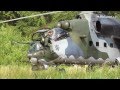 2x Mi-24 Hind & Mi-171 landing in clearing