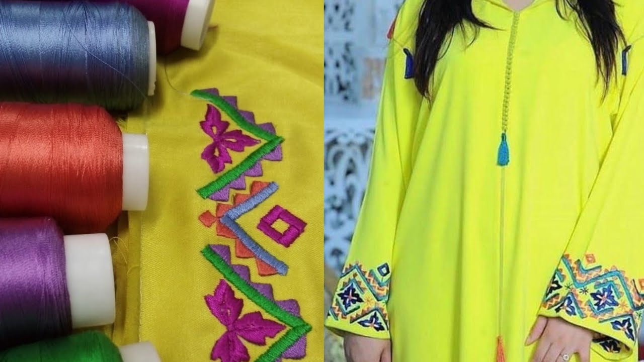 طرز الرباطي تطبيق رشمة هندسية بألوان جذابة مرحبا بكم 🌹👍🌹