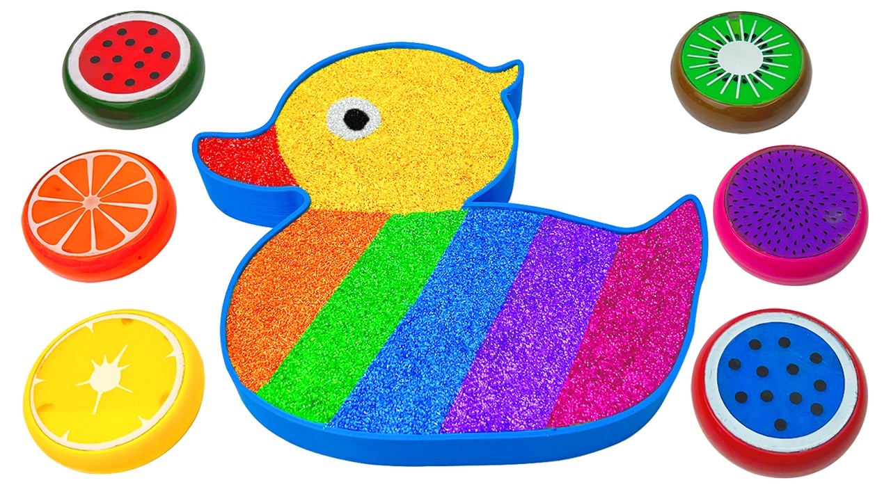 Satisfying Video l How To Make Rainbow YELLOW DUCK  SLIME Bathtub FROM Mixing GLITTER& GLITTER ASMR