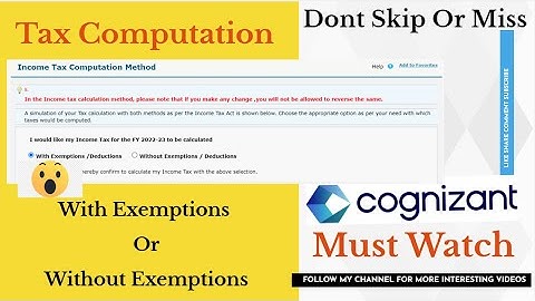 Tax Computation Method | What to Choose With Exemptions or Without | @Cognizant  | @Rashmi Singh CSR