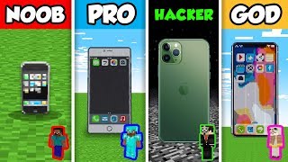 NOOB vs PRO vs HACKER vs GOD :WORKING IPHONE CHALLENGE in Minecraft! (Animation)