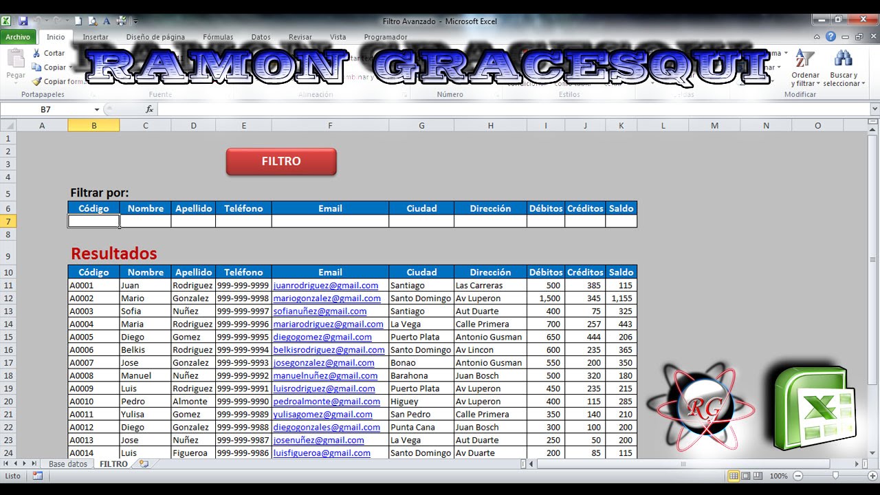 Como crear un filtro en excel
