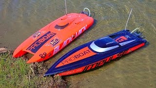 RC ADVENTURES - Jem's first 6s Lipo RC Boat Run! 4s IMPULSE 31 vs 6s BlackJack 29