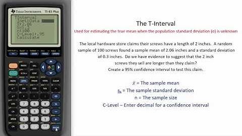 T-Interval - TI Calculator Tutorial - Detailed instructions with Example