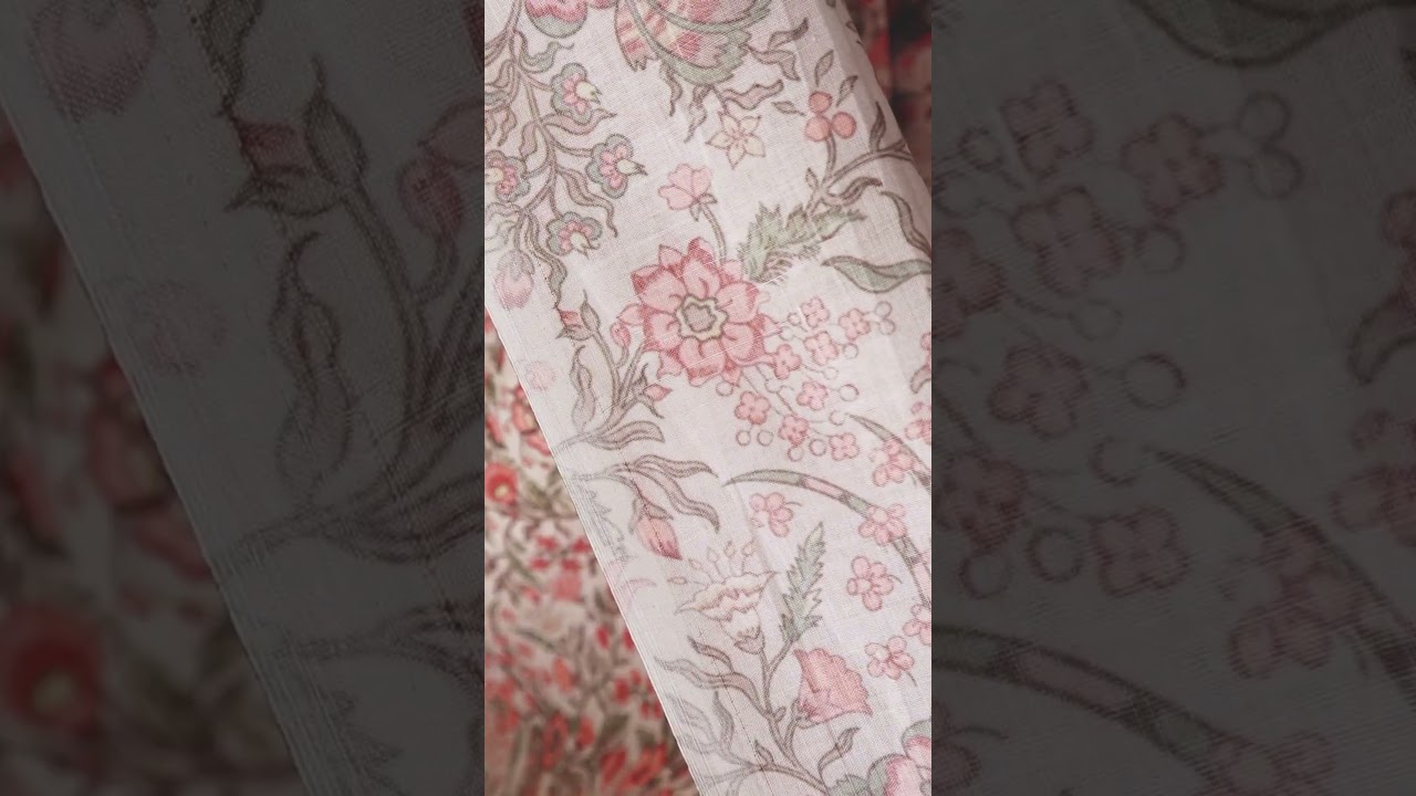 100% Cotton Fabric - Beige Pink Florals