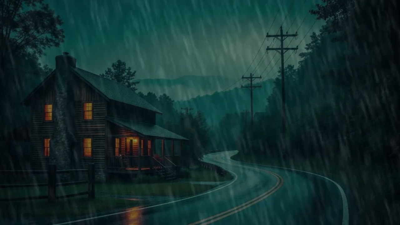 Heavy Rain Sound in Dark Night (2 Hours) | Fall Asleep Fast 