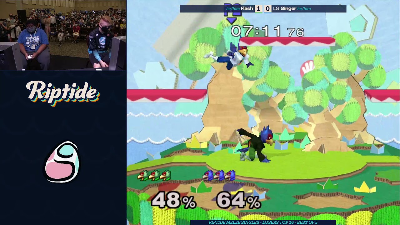 LG Ginger vs Flash - Singles Bracket Melee: Round of 24 - Riptide | Falco vs Falco