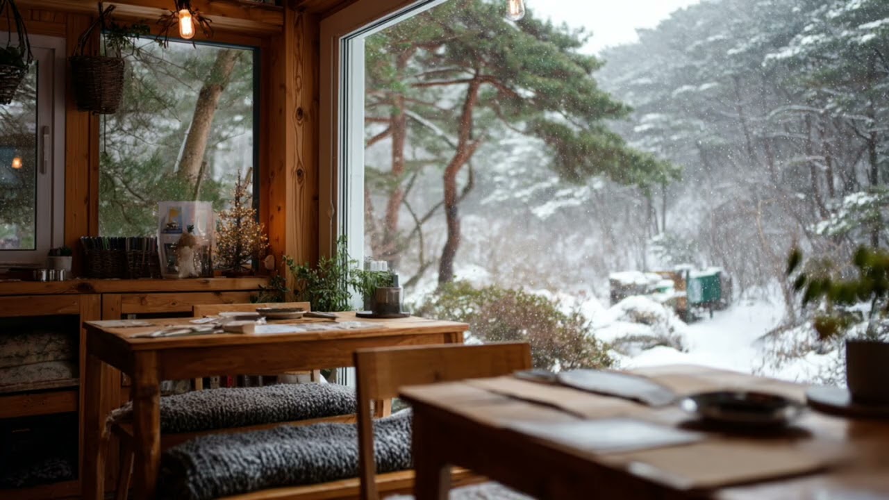 [중간광고없음] 🌲눈 내리는 숲속 카페에서 듣는 포근한 피아노 | Cozy Snow Newage