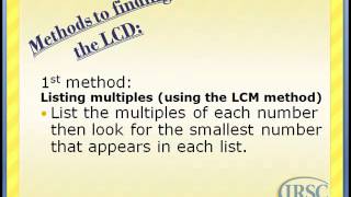 The Least Common Multiple Method of Finding LCD by Lewis