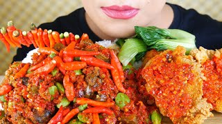 ASMR BALADO PETE ATI AMPELA,  DADA AYAM CRISPY SAMBEL PEDAS | ASMR MUKBANG INDONESIA