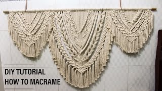 DIY Large Macrame Wall Hanging, Basic Knots Step by Step tutorial by TNARTNCRAFTS