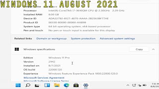 Windows 11 Build 2200.120 August 2021