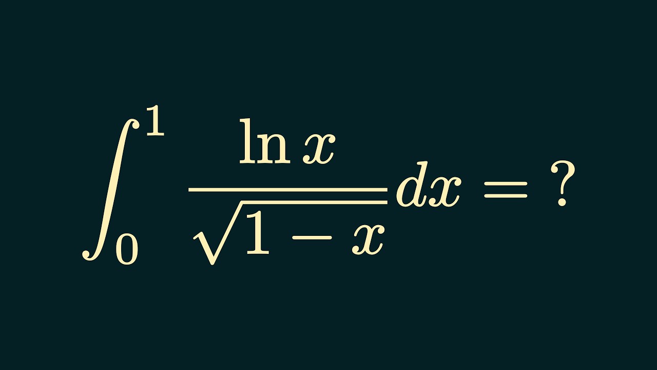Integral of ln{x}/sqrt{1-x} from 0 to 1 [1st Method] - YouTube