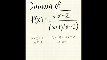 Find the domain of f(x)=sqrt(x-2)/((x+1)(x-5)). #maths#domain#functions#mathproblems#algebra#sqrt