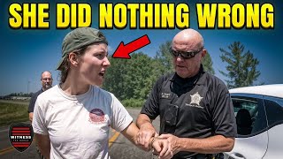 INSANE Cop Nearly Hits Her Car Then ARRESTS Her
