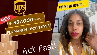 UPS Remote Jobs (2024) | Make $87,000+ | Job Ending 8/22 - Apply NOW! #workfromhome