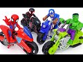 Marvel Avengers Hulk Smash Tank, Spider-Man Swinging Speeder motorcycle! Run! | DuDuPopTOY