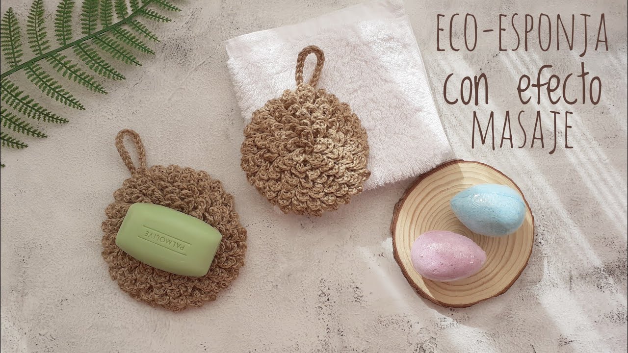 Esponja de crochet tejida con yute. Eco-esponja
