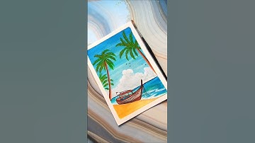 🏝️🌊Beach serenity⛵ #art #seascape #artshorts #viral #trending #shorts #ytshorts #shortsfeed #beach