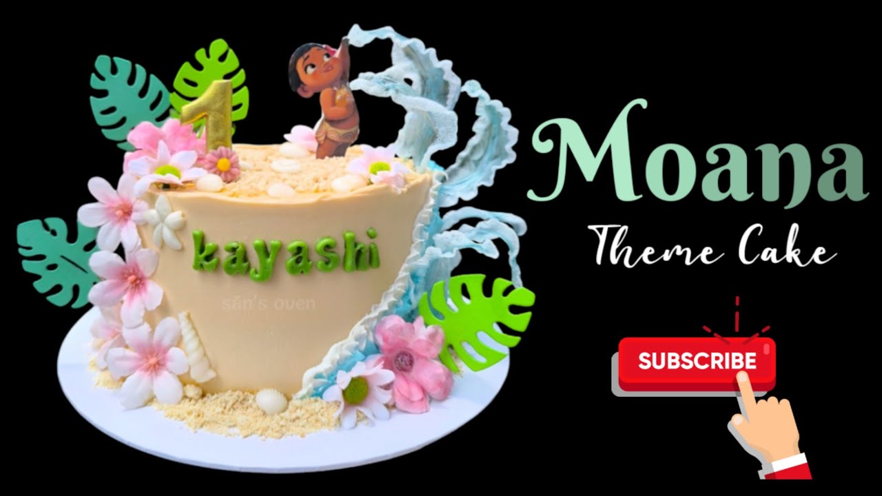 Moana theme cake decorating video 🌊❤️🌿